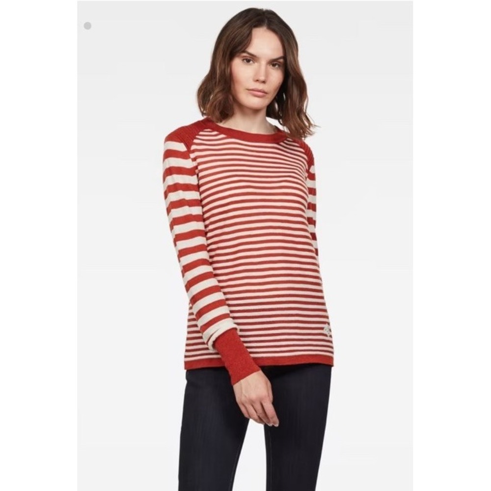 NWT‎ G-Star RAW Womens Small Rusty Orange Wool Linen Striped Shirt